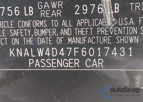 2015 Kia K900 Luxury z USA, uszkodzony, nr VIN KNALW4D47F6017431